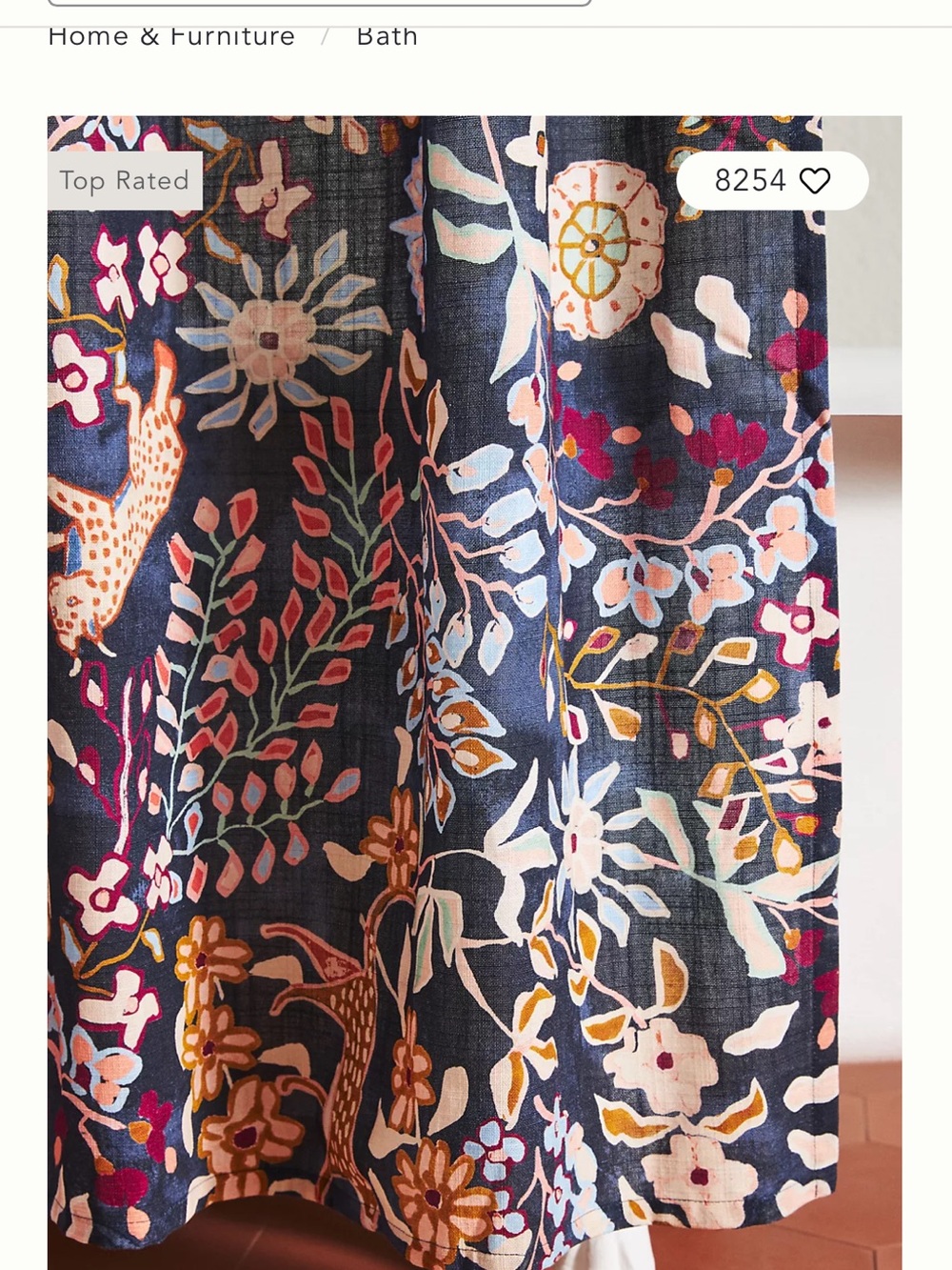Anthropologie Printed Cotton Slub Shower Curtain Collection in Lacey Blue - Picture 3 of 4